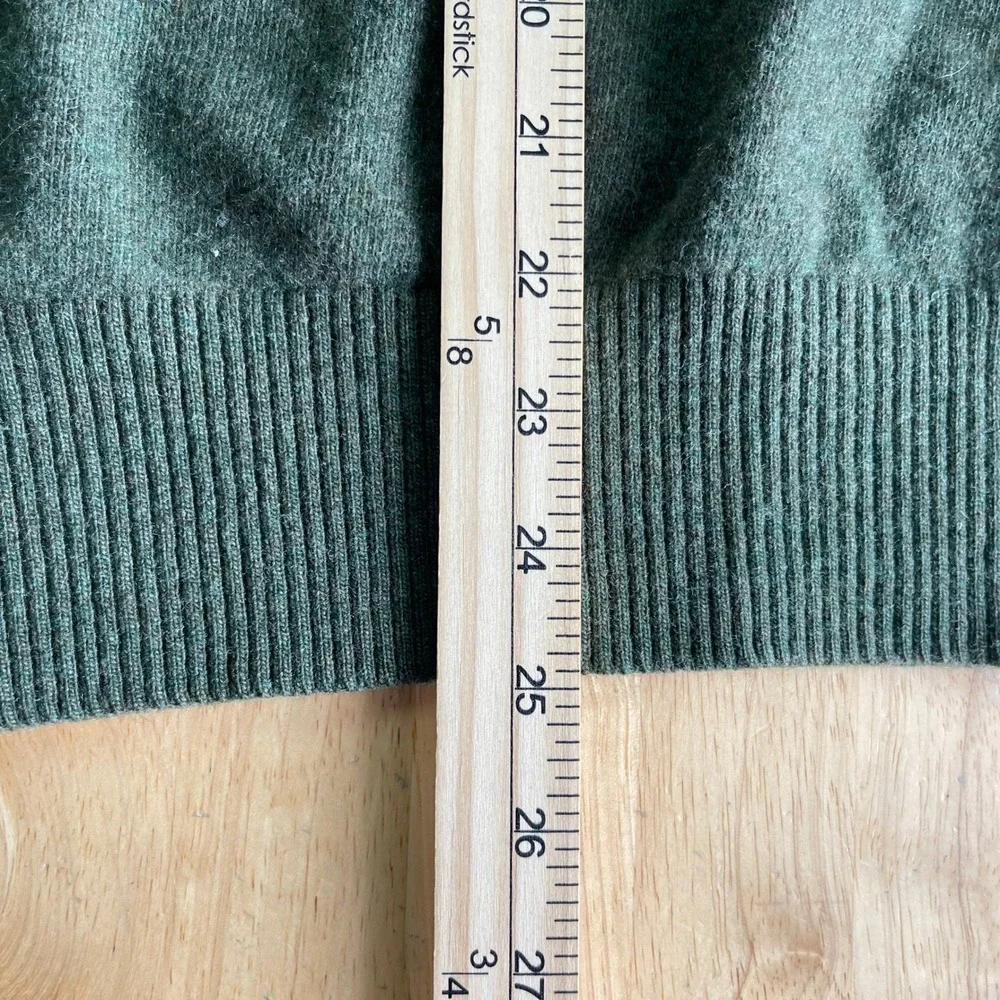 Banana Republic MERINO WOOL 1/4 Zip Button Mens L Mock Neck Sweater Olive‎ Green